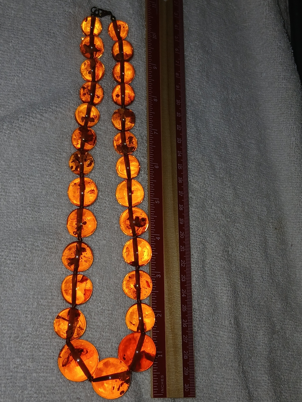 Amber-Style Round Necklace - Orange Amber Vintage 26"